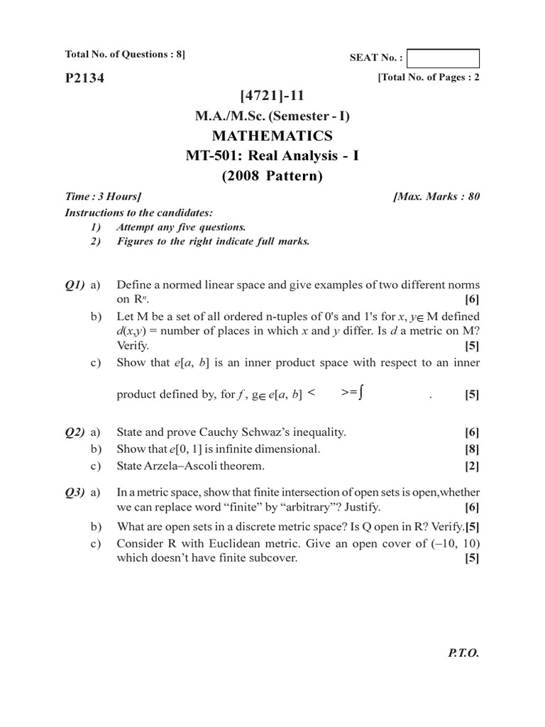 MA MSC Mathematics (2008 Pattern) | PDF | Group (Mathematics ...
