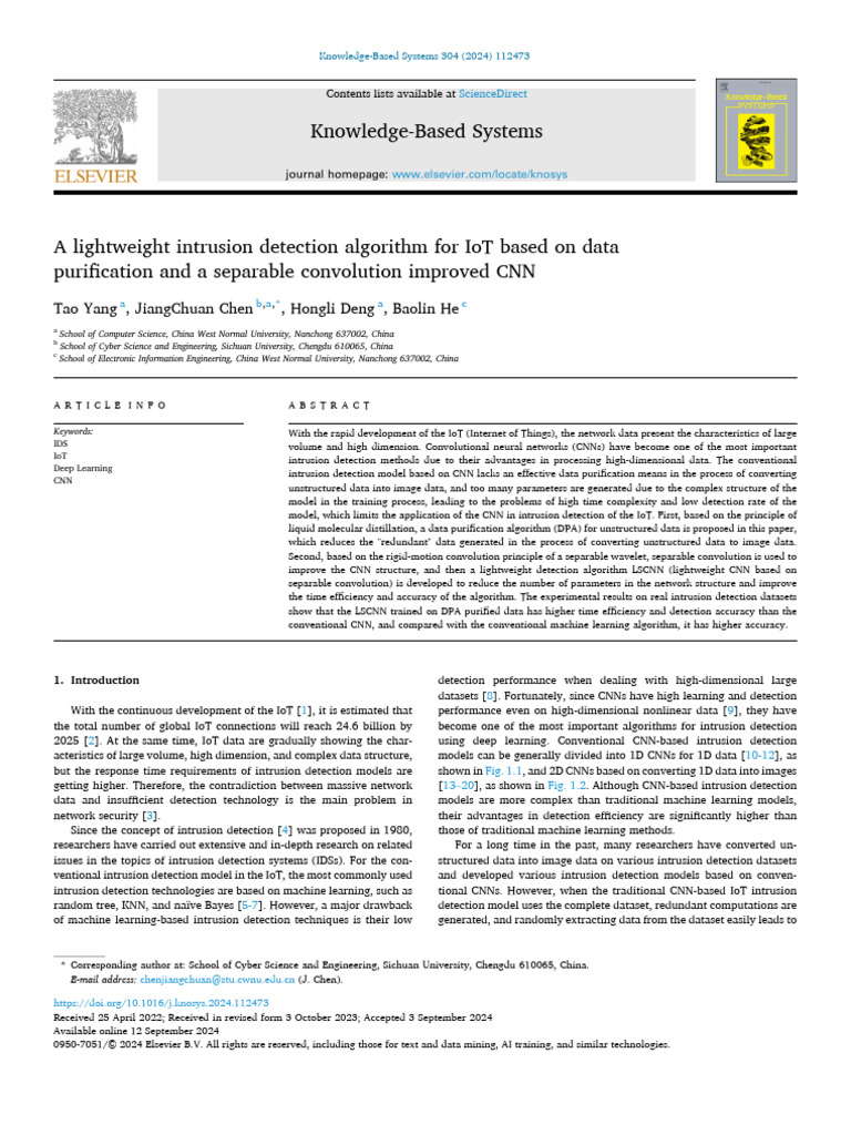 HM For IoT Based o 2024 Knowledge B | PDF | Distillation | Deep Learning
