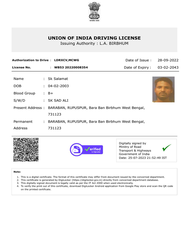 Driving License | PDF
