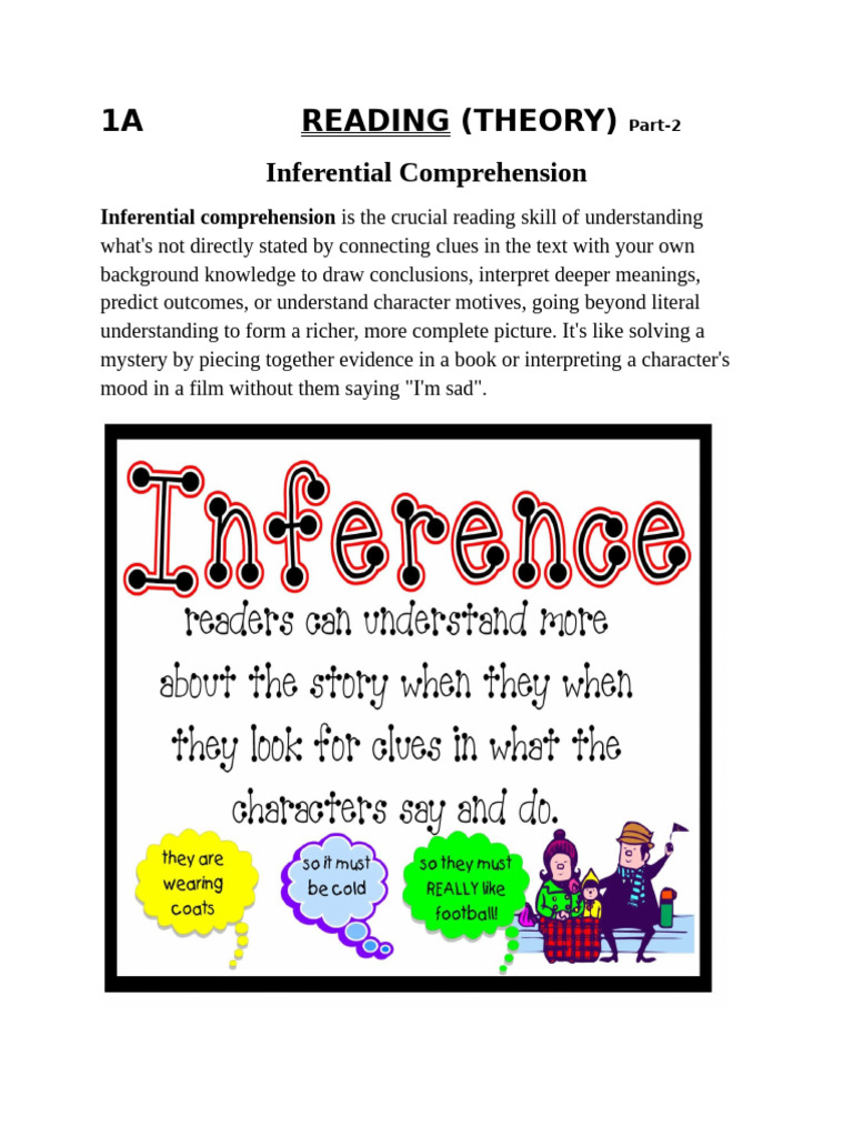 1 A, READING (THEORY) Part, 2 Inferential Comprehension | PDF | Reading ...
