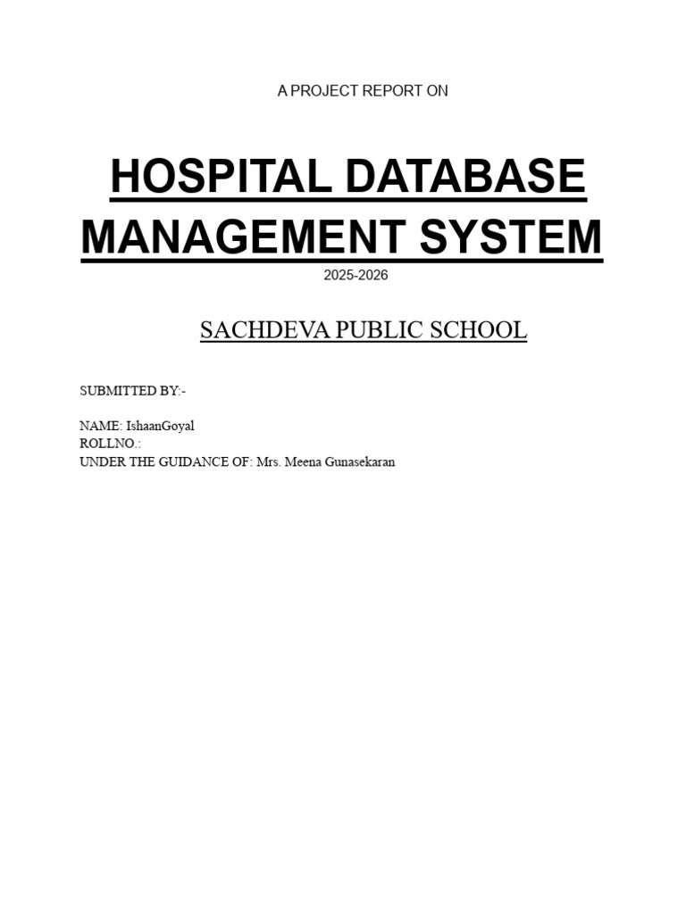 Hospital Database Management System | PDF | Python (Programming ...