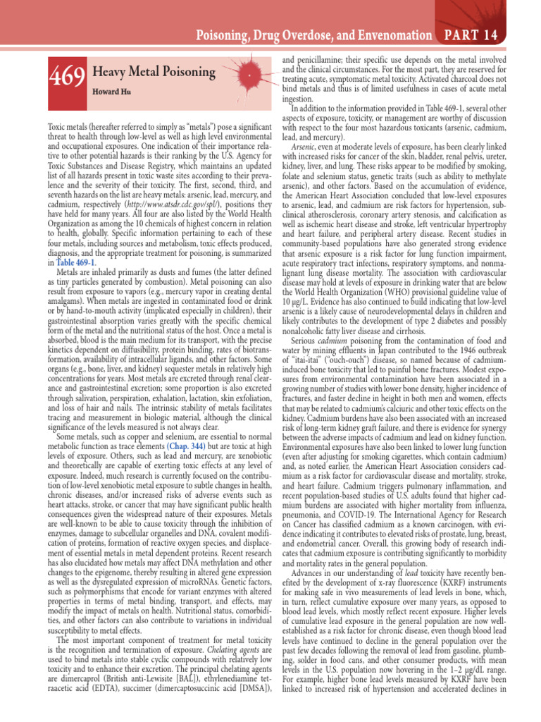 Poisoning, Drug Overdose and Envenomation | PDF | Mercury (Element ...