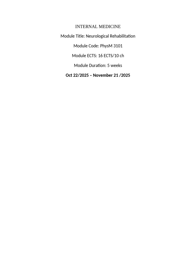 Year III Physiotherapy Class Schedule 2025 | PDF | Neurology | Motor Neuron
