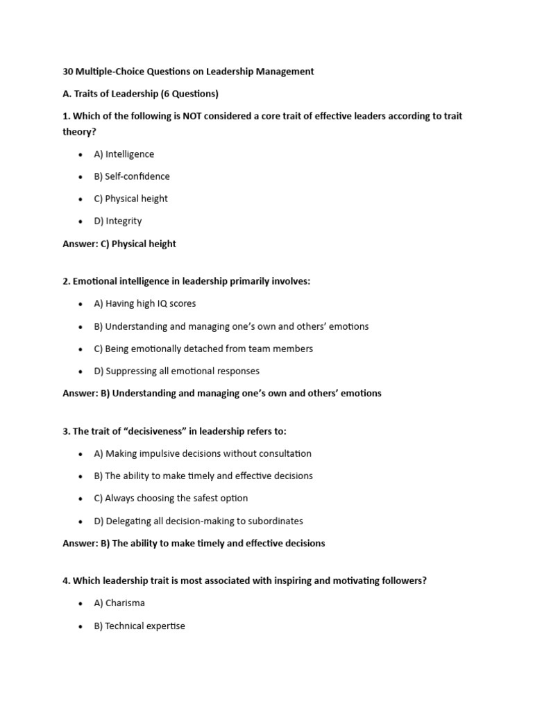 Leadership Objectives | PDF | Leadership | Time Management