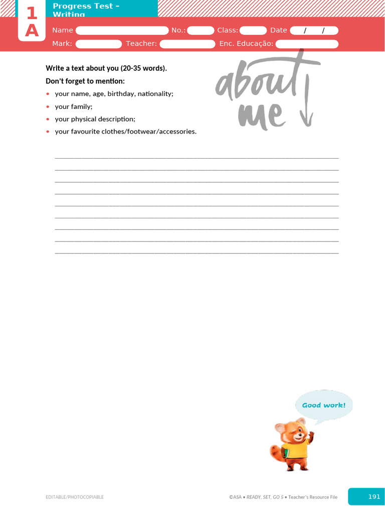 Writing Test 1A | PDF