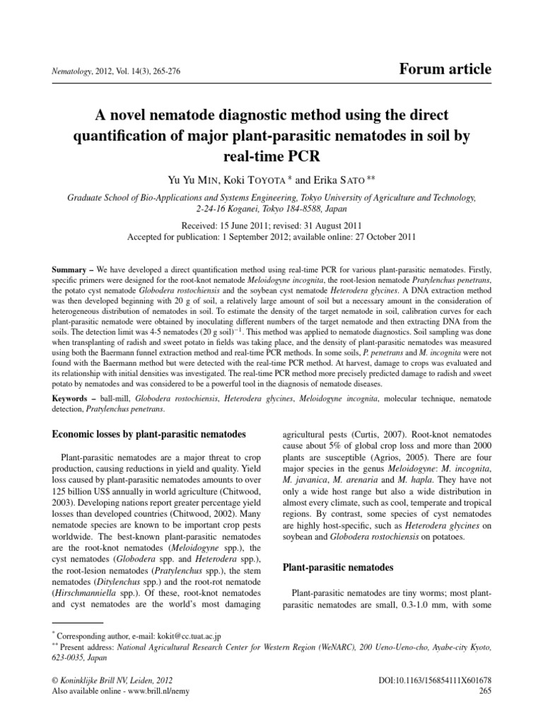 A Novel Nematode Diagnostic Method Using The Direct Quantification of ...