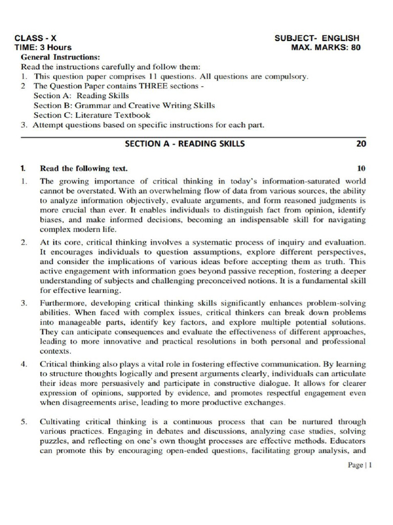 Pre Board - Sample Paper | PDF