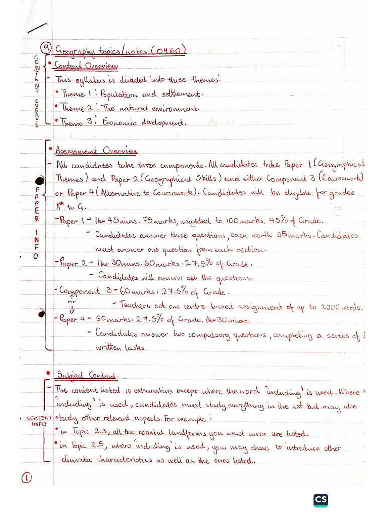 IGCSE Geography Topics & Notes (0460) | PDF