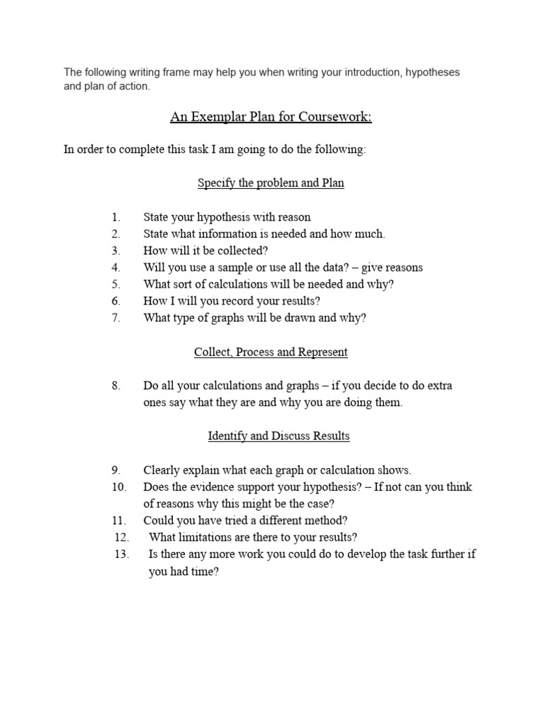 Writing Frame - Guided Questions | PDF | Hypothesis | Methodology