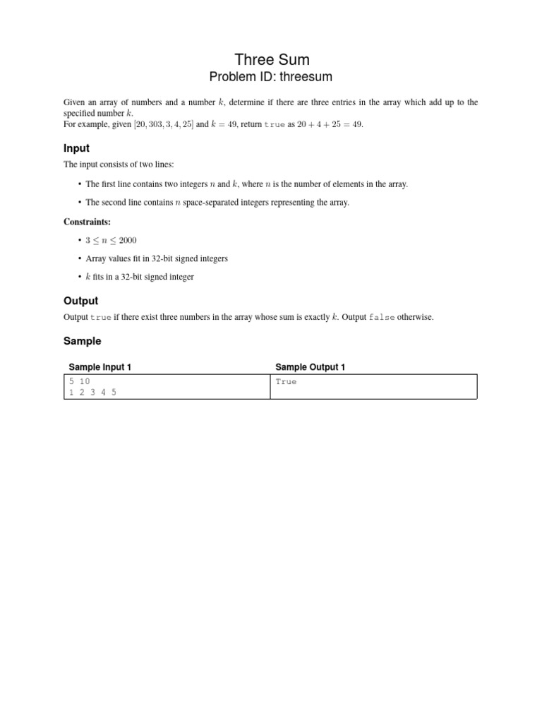 Prob Three Sum | PDF