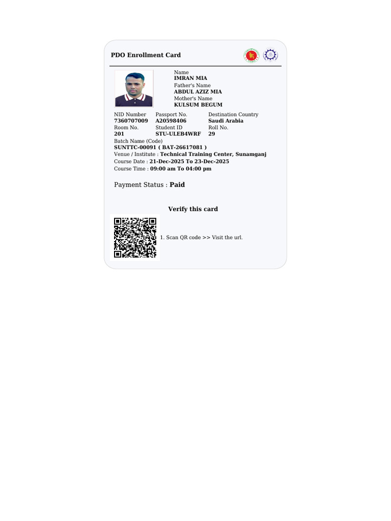 Bmet NFC Card For Imran Mia 1719740 | PDF