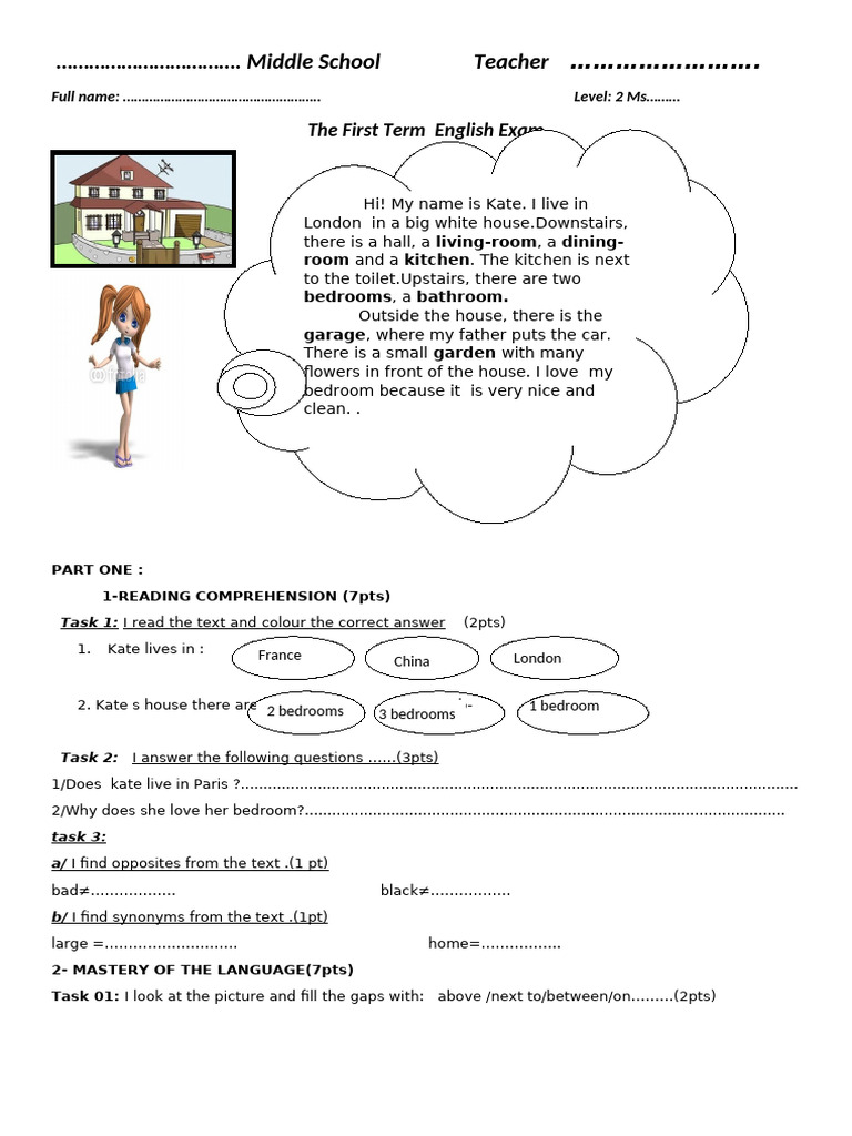 2MS - First Term English Exam - by Teacher Ñïcě Bîllâ | PDF | Languages ...