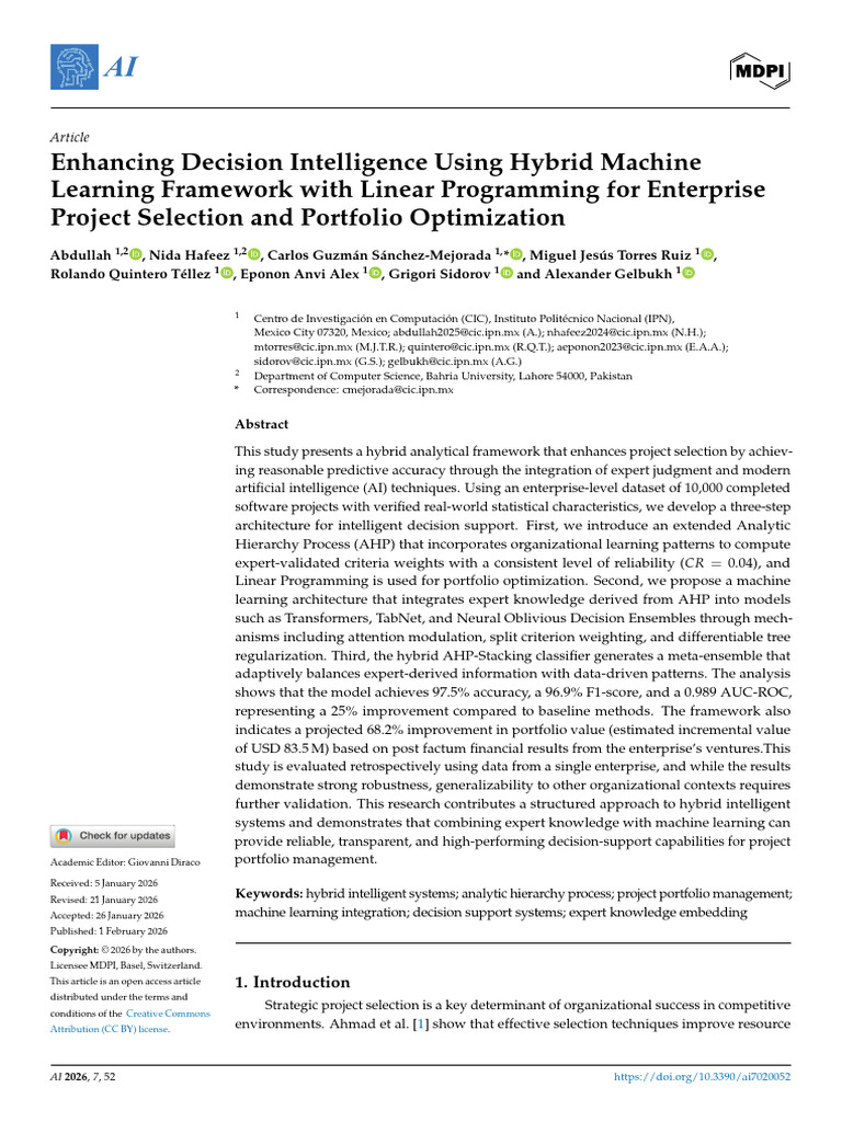 Enhancing Decision Intelligence Using Hybrid Machine Learning Framework ...