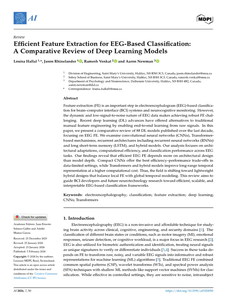 Efficient Feature Extraction For EEG-Based Classification: A ...