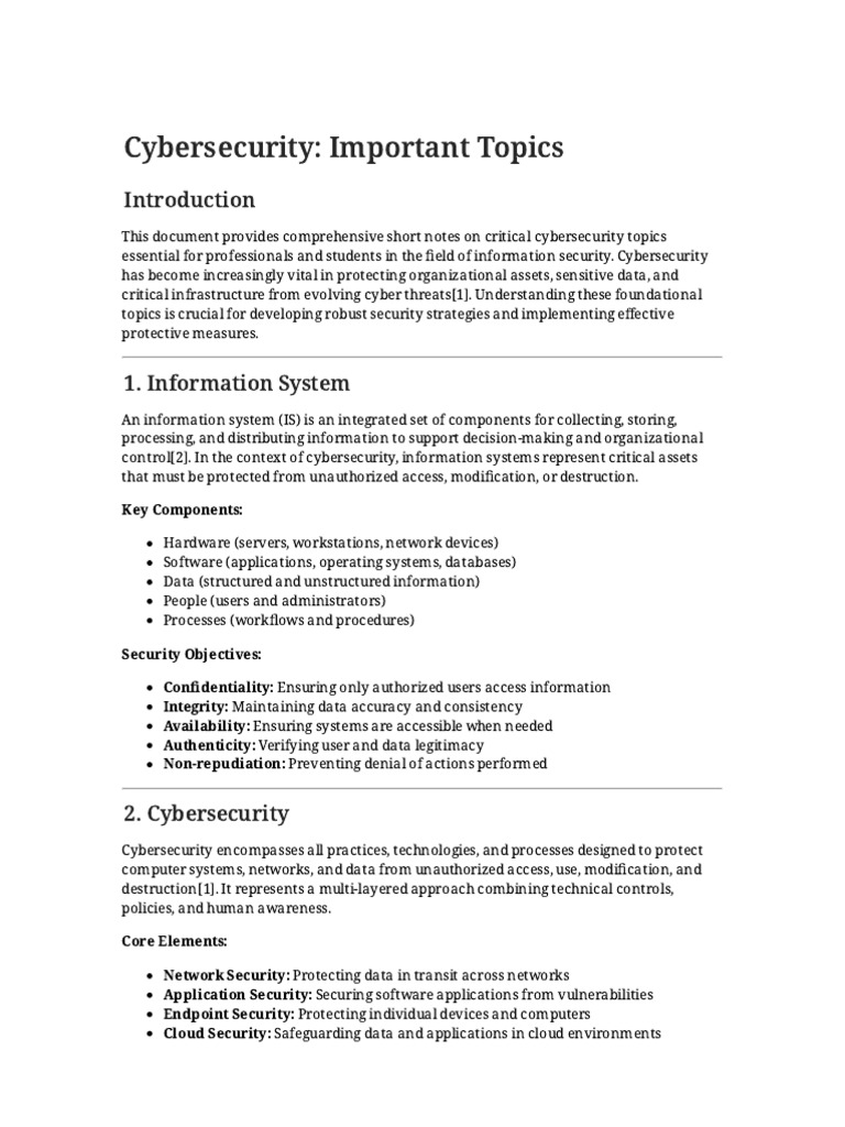 Cybersecurity Important Topics Aditya | PDF | Information Security ...
