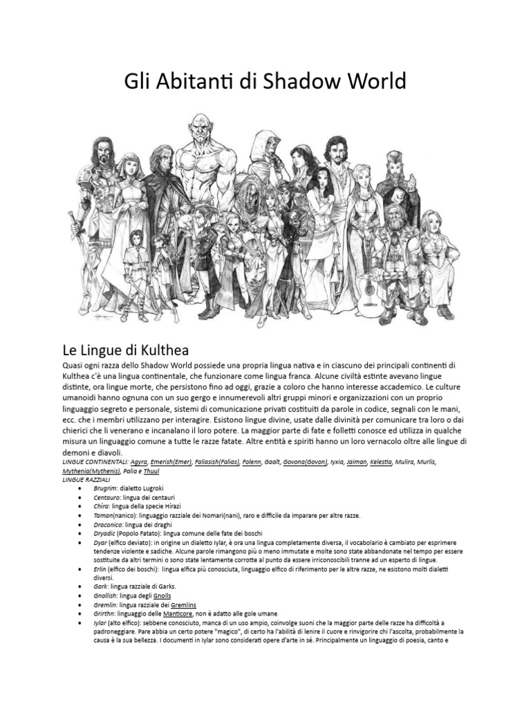 Razze Shadow World Odf | PDF