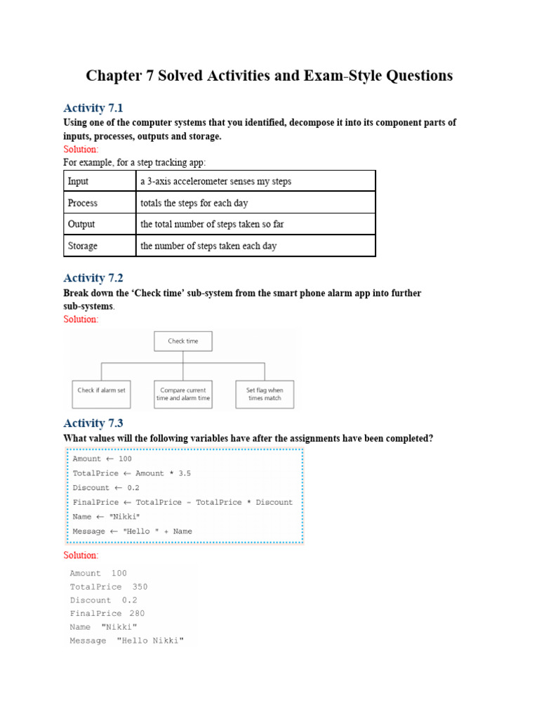 Chapter 7 Solved Activities and Exam-Style Questions | PDF | Algorithms ...