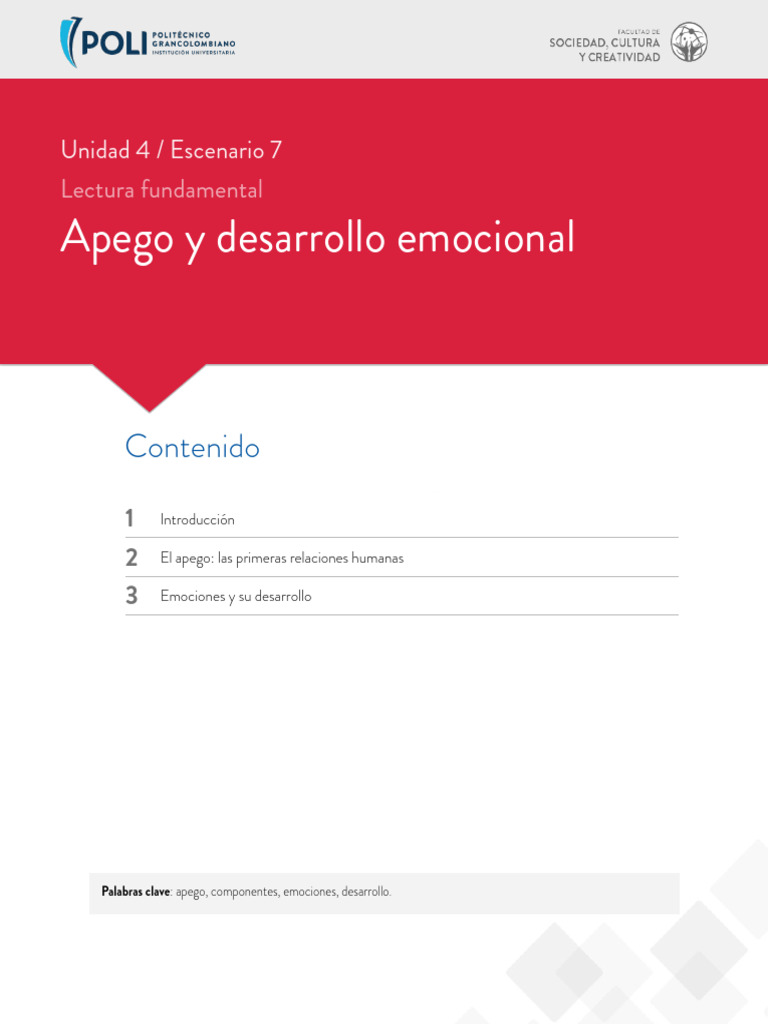 Apego y Desarrollo Emocional Escenario 7 | PDF | Teoría de apego | Las ...