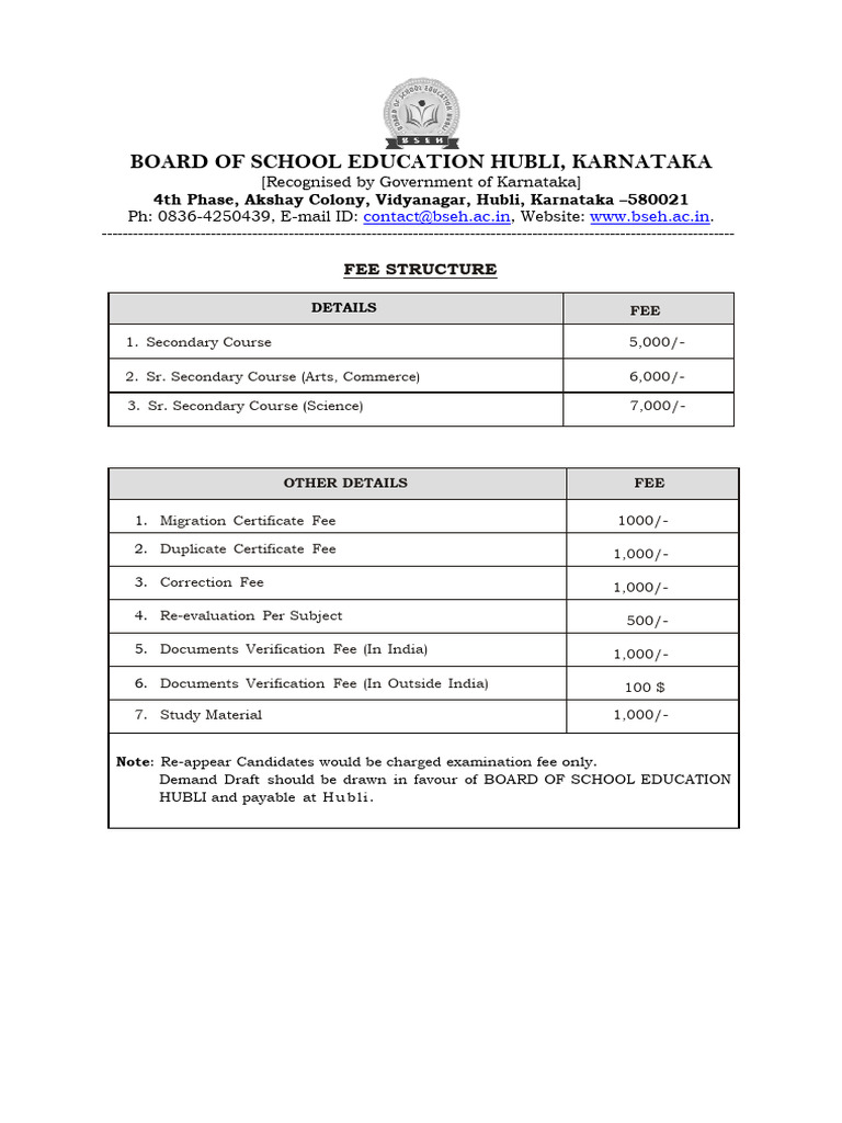 01 Fee Structure | PDF