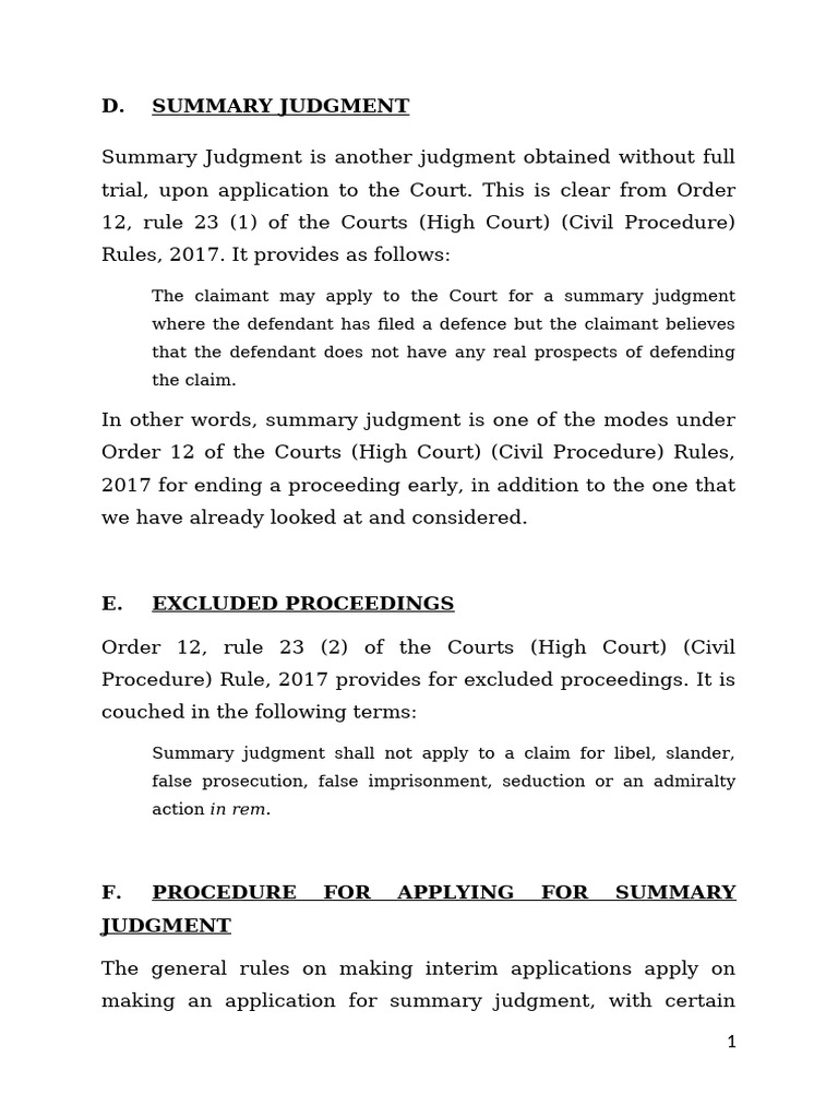 Summary Judgement | PDF | Summary Judgment | Civil Procedure