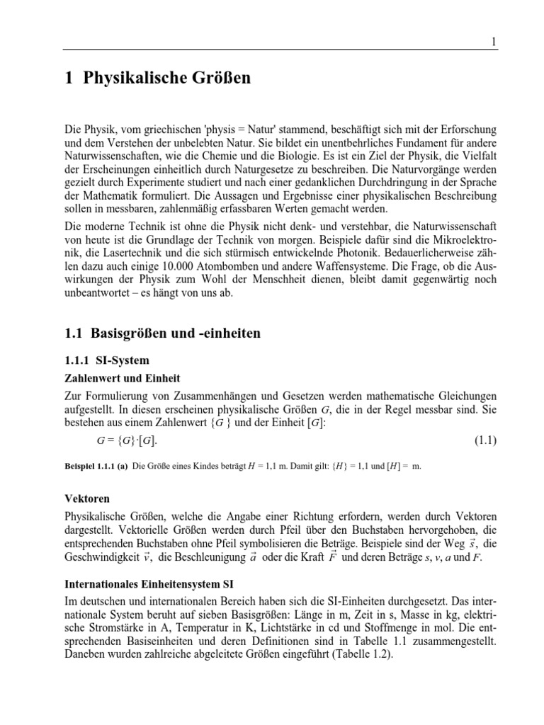 1 Physikalische Grossen