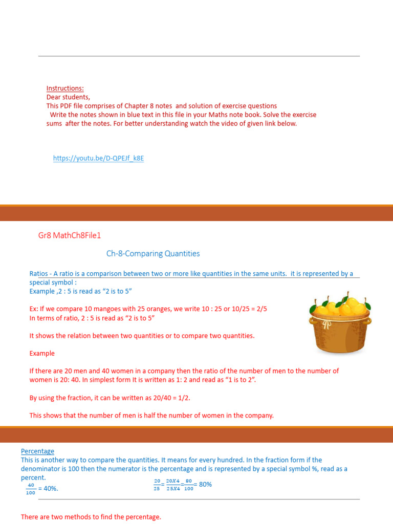 GR 8 Math CH 8 File 1 | PDF | Percentage | Division (Mathematics)