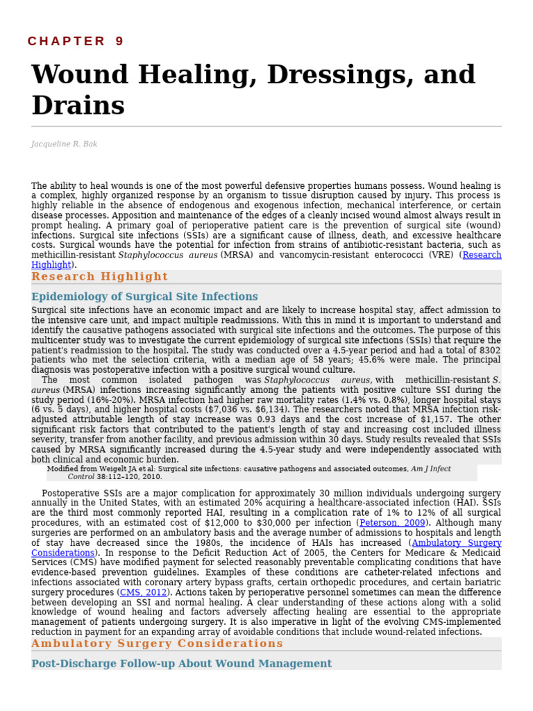 Alexanders Care of The Surgical Patient CH 9 PDF Wound