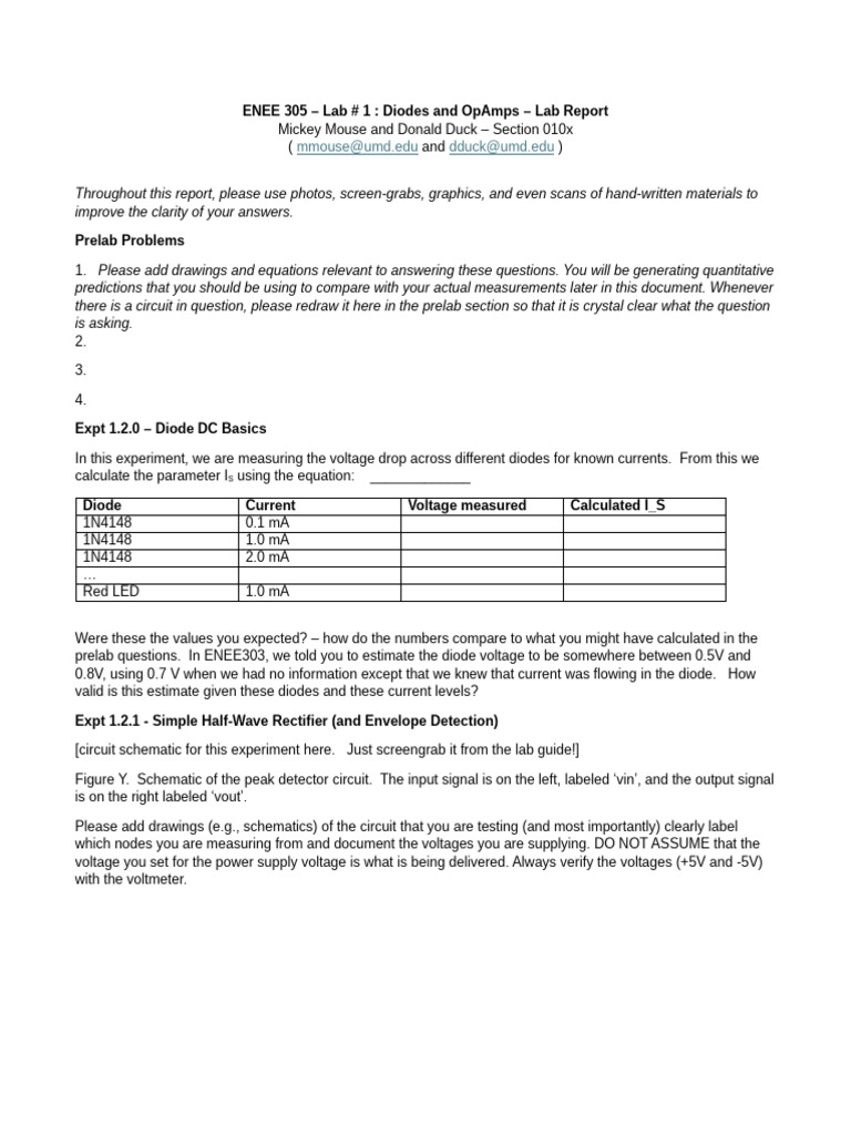 305 Lab Report Template | PDF | Diode | Rectifier