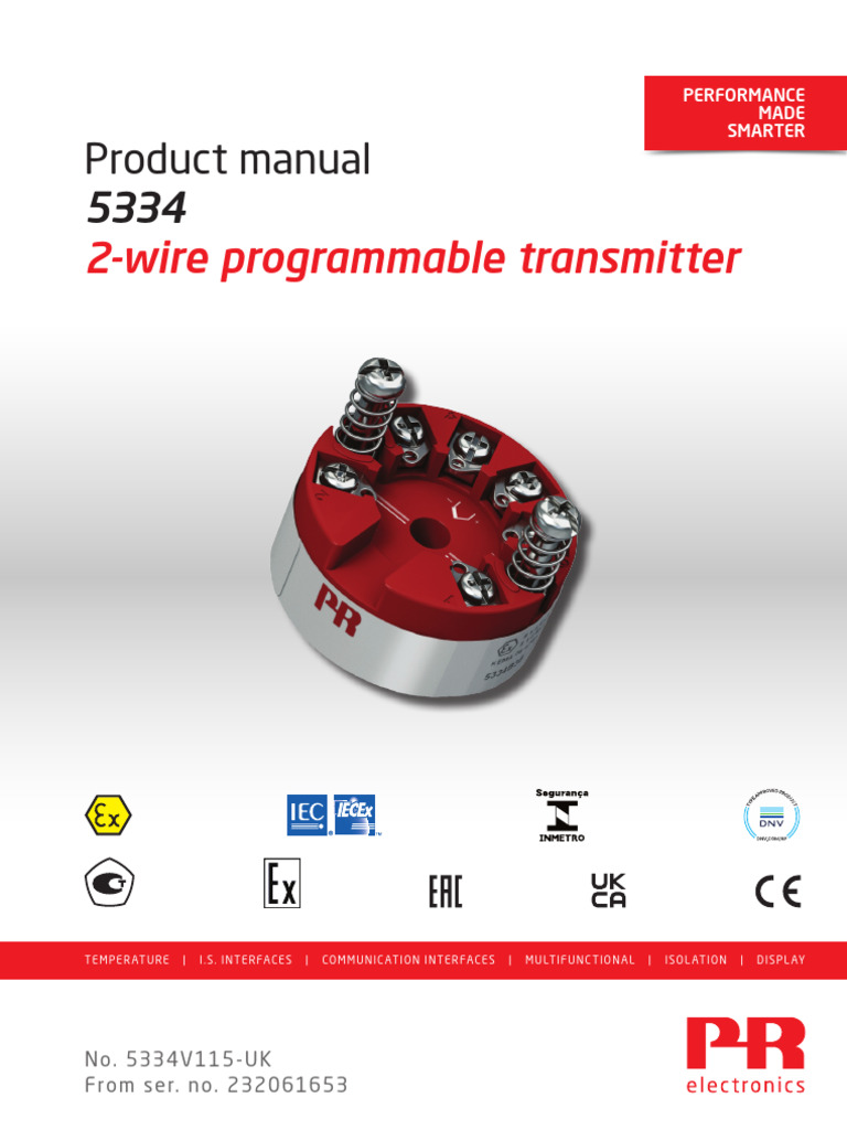 Product Manual: 2-Wire Programmable Transmitter | PDF | Sensor ...