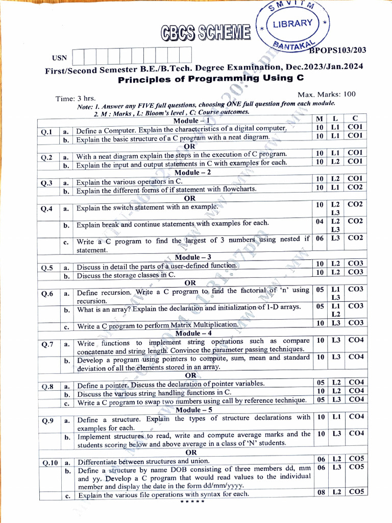 Principles of Programming Using C | PDF | Pointer (Computer Programming ...