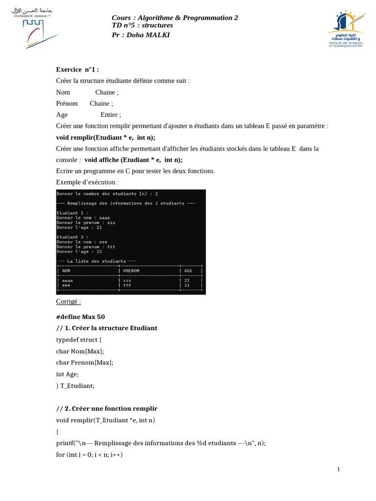 TD5 Structures Correction | PDF | Génie logiciel | Ingénierie informatique