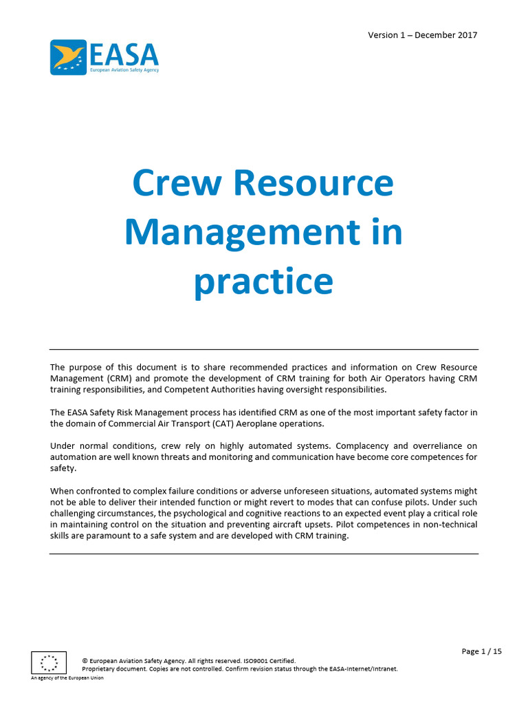 CRM - Training Implementation - Easa | PDF | Aviation | Aviation Safety