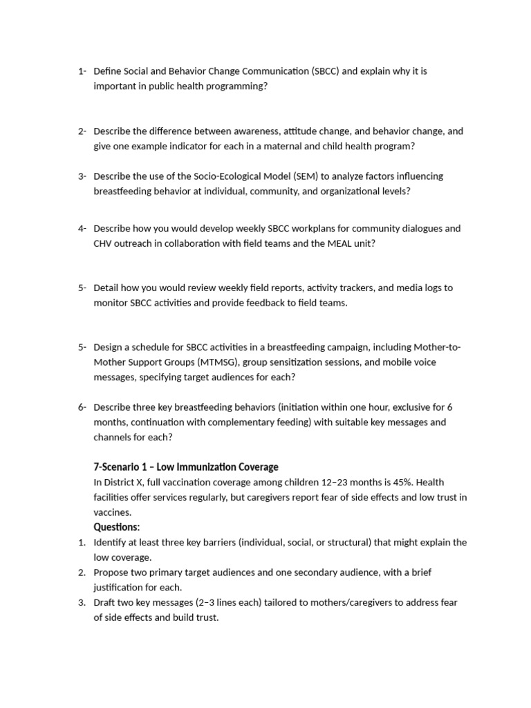 Exame For SBCC Officer Position-1 | PDF | Breastfeeding | Communication