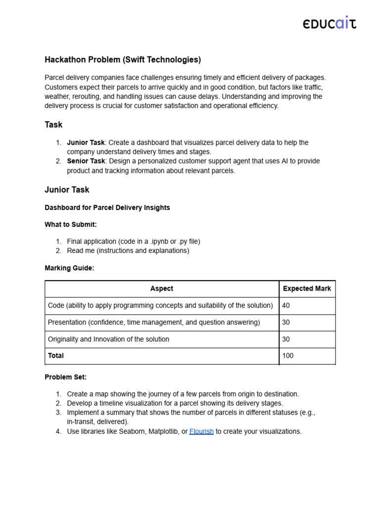 Educait Hackathon Problem at Heritage School | PDF | Computing ...