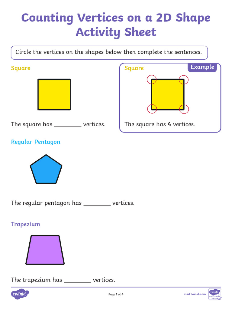 Maths Homework Week 2 Counting Vertices On A 2d Shape Activity Sheet ...
