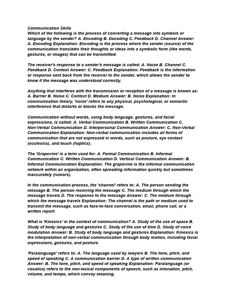 Communication Skills MPSC PDF Notes | PDF | Communication | Emotional ...