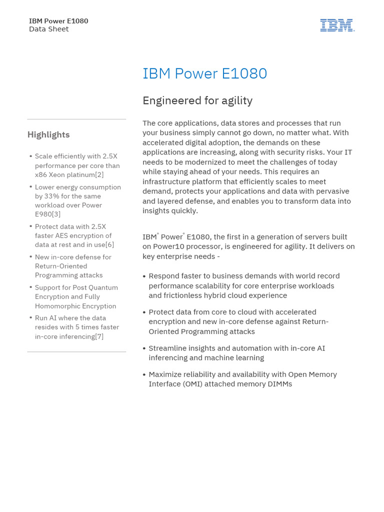 Ibm Power E1080 | PDF | Cloud Computing | Central Processing Unit