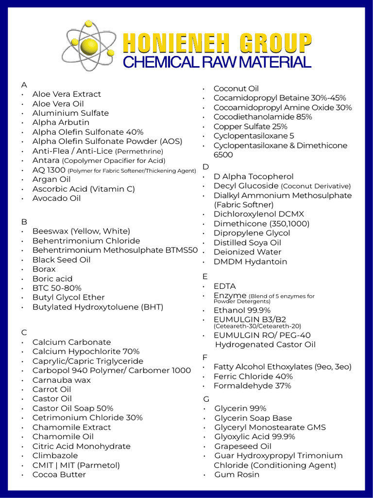 Website Sheet Raw Materials | PDF | Sodium | Sodium Carbonate