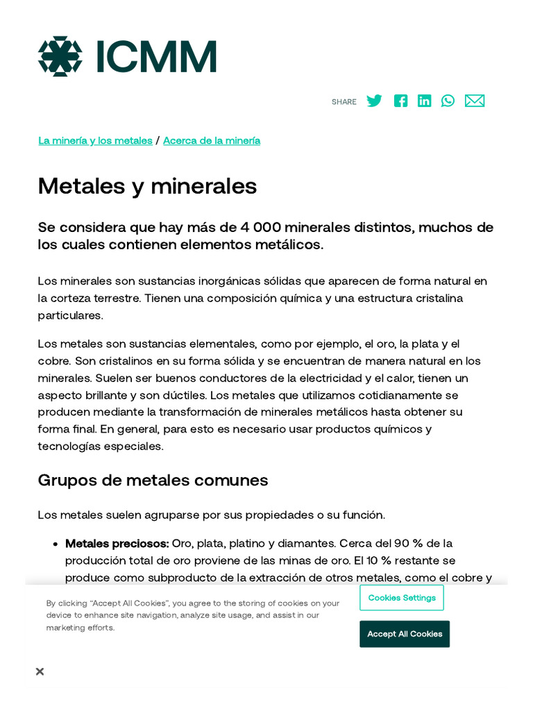 ICMM - Metales y Minerales | PDF | Rieles | Aleación