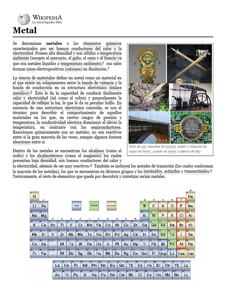 Metal - Wikipedia, La Enciclopedia Libre | PDF | Rieles | Fractura