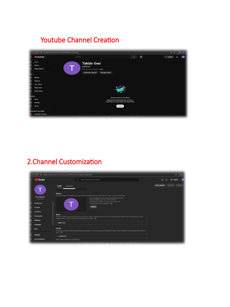 Youtube Channel Creation | PDF