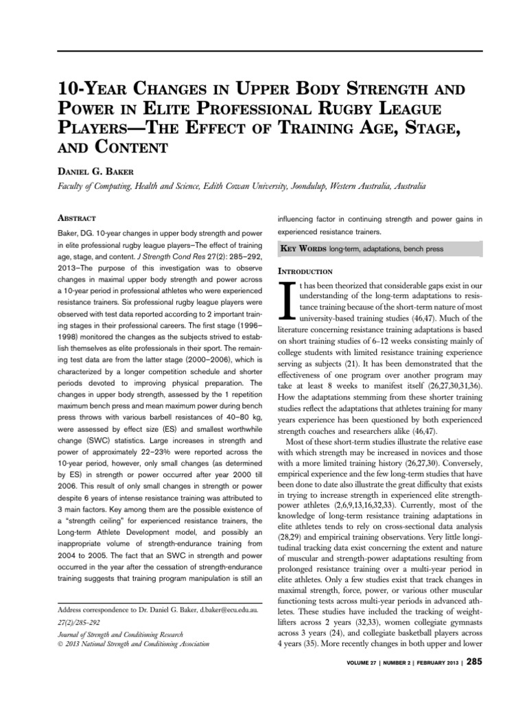 10 Year Changes in Upper Body Strength and Power.2 | PDF | Strength ...