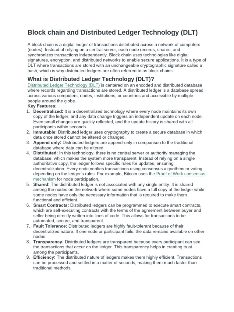 BCT Vs Distributed Ledger Technology (DLT) | PDF | Secure Communication ...