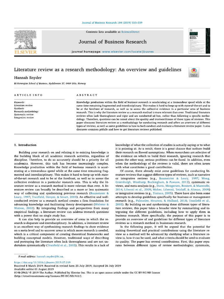 Literature Review As A Research Methodology - An Overview and ...