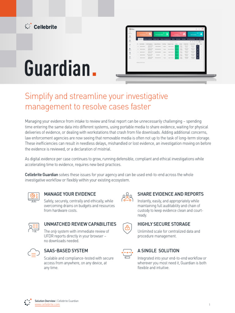 TEXTO SOLUTIONOvERvIEW CELLEBRITE GUARDIAN LTR WEB | PDF | Information ...