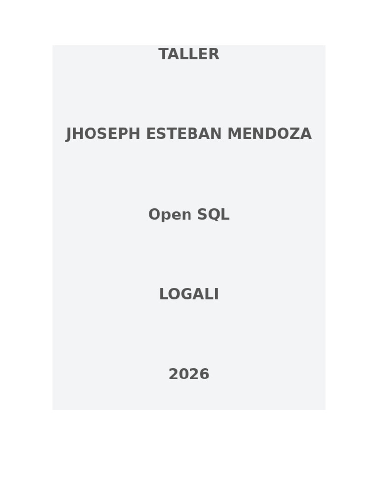 Taller Opensql | PDF