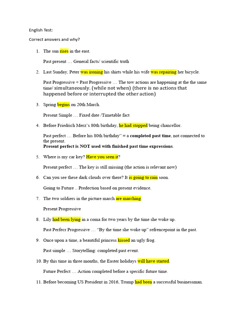 English Test Correction | PDF | Language Mechanics | Syntax
