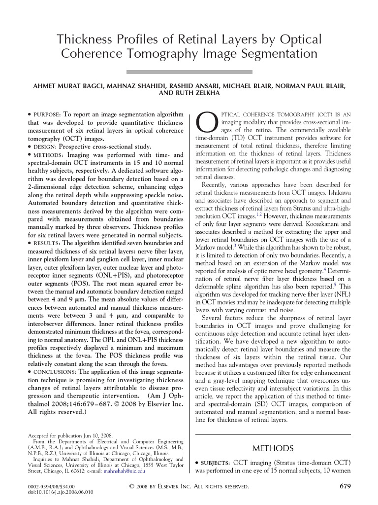 Thickness Profiles of Retinal Layers by Optical Coherence Tomography ...