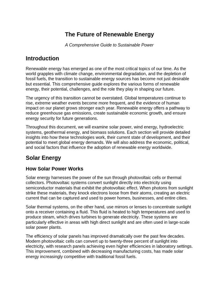 Renewable Energy | PDF | Solar Power | Wind Power