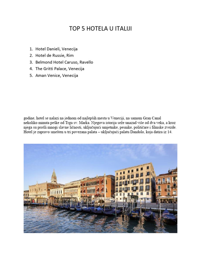 Top 5 Hotela U Italiji | PDF